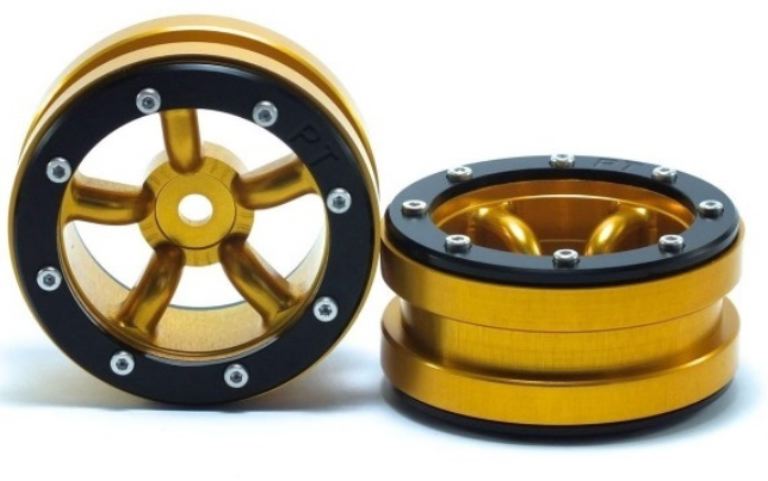 Cerchi Beadlock oro e nero 1.9 in alluminio 2pz