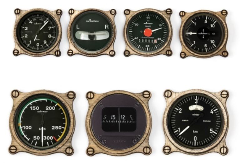 Strumenti classici per cockpit scala 1/4 con base in legno