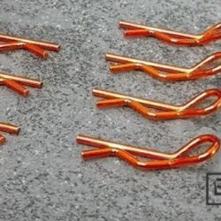 Clips carrozzeria arancio 1/10 8pz 4pz destre e 4pz sinistre
