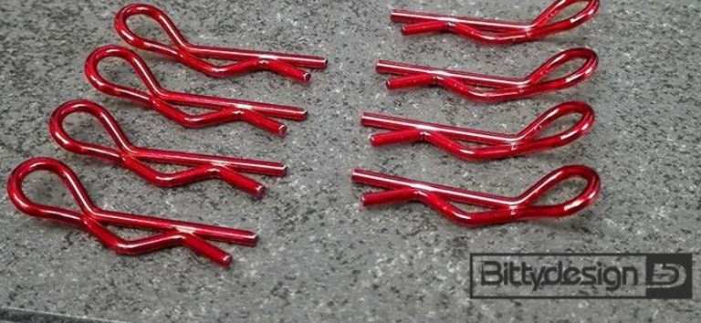 Clips carrozzeria rosse 1/10 8pz 4pz destre e 4pz sinistre