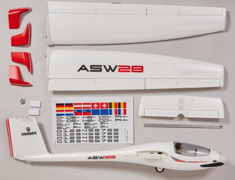 ASW28 PNP moto aliante 2000mm in EPO con motore,regolatore e servi