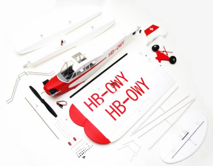 Piper J3 Cub V3 bianco e rosso 1400mm con galleggianti