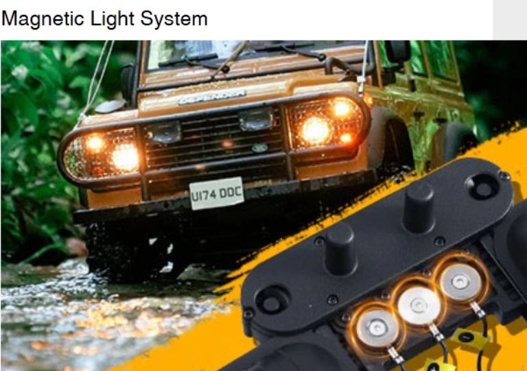 Land Rover Defender 110 giallo FCX10 1/10 montato con radio senza LiPo