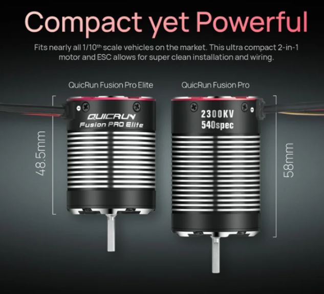 Quicrun Fusion Pro Elite 2300kV per scaler 2-4s compatto lungo 48,5mm