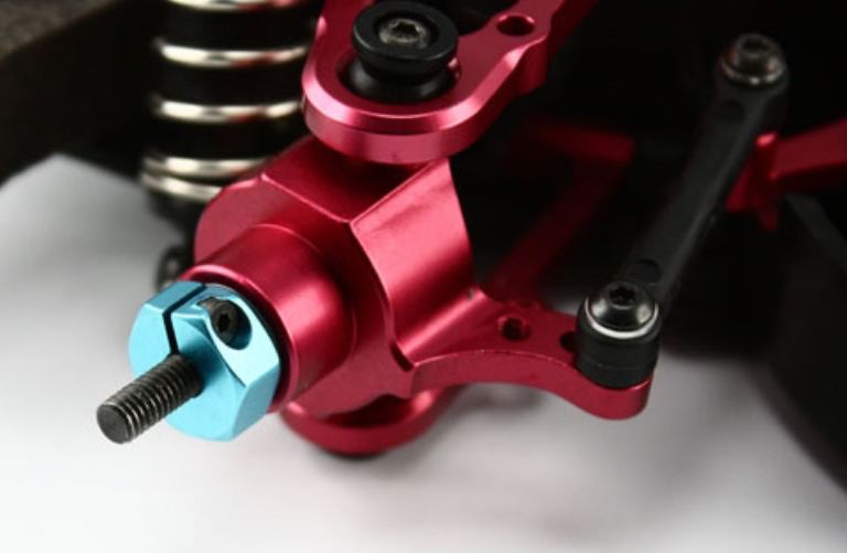 Trascinatori ruote 1/10 spessi 6mm blu in alluminio esagono da 12mm 4pz