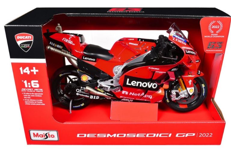 Ducati Desmosedici Lenovo Team WC 2022 F. Bagnaia scala 1/6 lunga 35cm