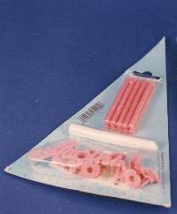 10 CANDELINE CON SUPPORTO + SCRITTA AUGURI CELESTE - YDG5425-C