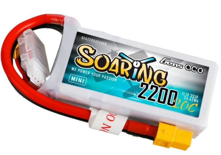 LiPo Soaring Mini 11,1v 2200mAh 20C 3S1P Gens Ace XT60 146gr - GEN22003S20X6 - immagine 3