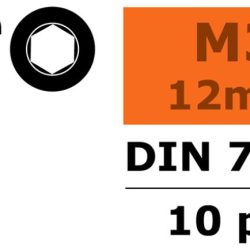 Viti testa tonda a brugola 3x12mm 10pz in acciaio - SUGF-0103-004