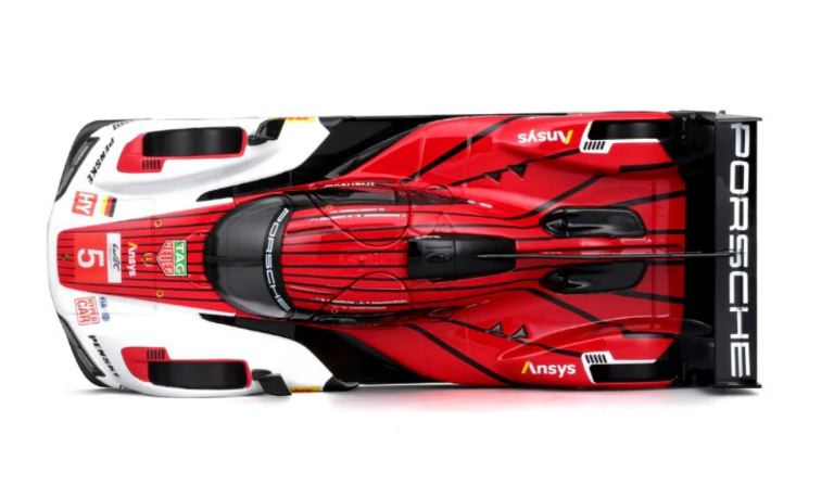 Porsche 963 bianca e rossa n5 1/24 24h LeMans - BUR18-28022 - immagine 6