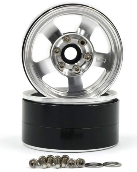 Cerchi argento a 5 raggi a 1.9 per scaler 1/10 Beadlock in alluminio - GPEDWL-0142SV