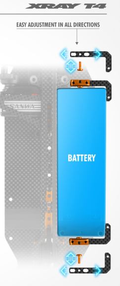 Supporto LiPo regolabile T4 T4F in alluminio e carbonio - HUD306196 - immagine 3