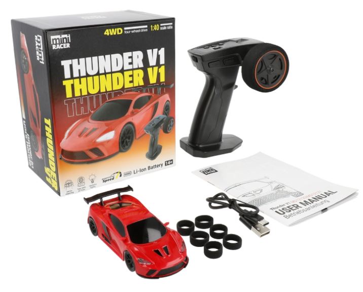 Thunder V1 rossa 4wd 1/40 touring e drift radio e servo proporzionale - RBT-MD12121