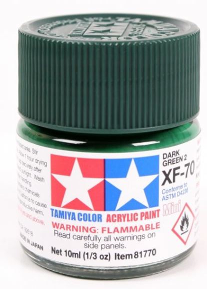 Colore acrilico XF-70 Dark Green 1pz da 10ml opaco - TAM81770-1PZ