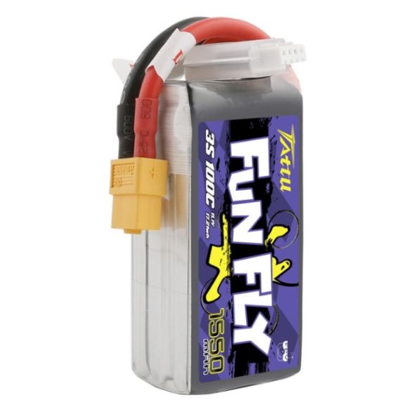 LiPo Tattu FunFly 1550mAh 11,1v 100C 3S1P XT60 - GENTAFF15503S - immagine 3