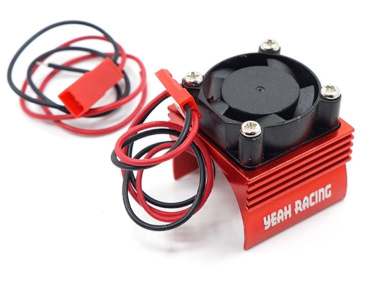 DISSIPATORE ROSSO x MOTORI 380 CON VENTOLA PER AUTO 1/16 1/18 - GPEDYA-0461RD