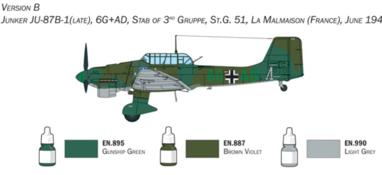 Junker JU 87B Stuka 1/72 Starter kit completo per principianti - ITA72010 - immagine 5