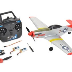 Mini P-51 Mustang rosso argento 450mm completo di tutto P51 con 2 LiPo - SU-EZ-028