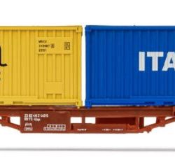 Carro pianale a 2 assi FS con 2 container da 20 epoca V H0 - LIMHL6111