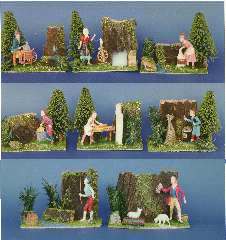 GRUPPO MESTIERI  17x8x15cm 8pz x IL PRESEPIO DA 10cm CON NEVE - YCOAS