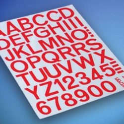 Numeri e lettere adesive 25mm rossi - PCHX3424-R