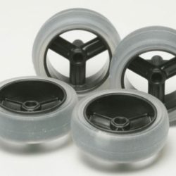 Cerchi Carbon con gomme Soft Slick trasparenti Mini4wd - TAM15366