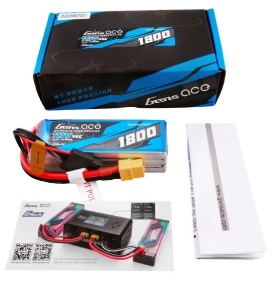 Lipo 11,1v 1800mAh 45C 3S1P XT60 G-Tech Gens Ace - GEN183S45X6GT - immagine 5