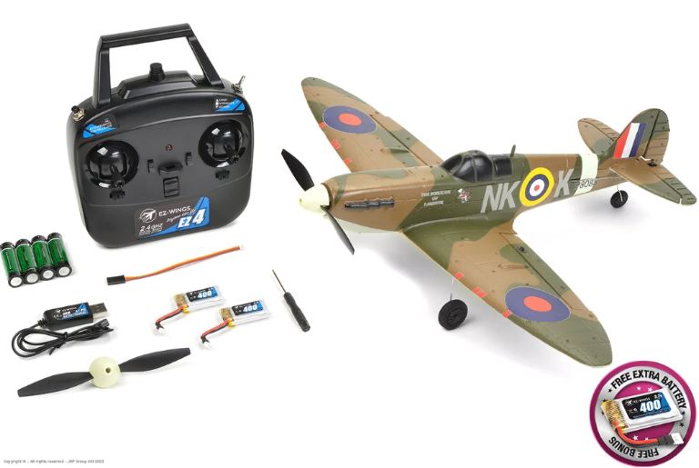 Mini Spitfire MK II Tan e verde 450mm completo di tutto con 2 LiPo - SU-EZ-025