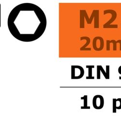 Viti testa a brugola 2,5x20mm 10pz in acciaio - SUGF-0100-014