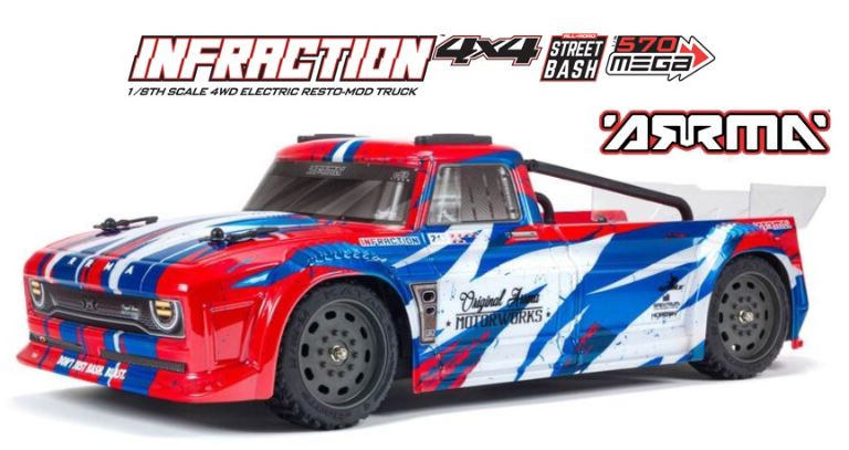 Infraction 4x4 Mega rossa e blu 1/8 Resto-Mod Truck a spazzole - HORARA4215V31