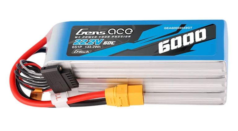 LiPo 6s 22,2v 6000mAh XT90 G-Tech 815gr 147×45,5×57,2mm – GEN606S60X9GT