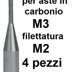 Terminale filettato M2 per aste in carbonio da 3mm 4pz per forcelle - CND701070