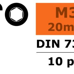 Viti testa tonda a brugola 3x20mm 10pz in acciaio - SUGF-0103-006