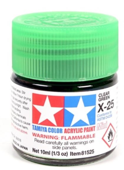 Colore acrilico X-25 Clear Green 6pz da 10ml trasparente lucido - TAM81525