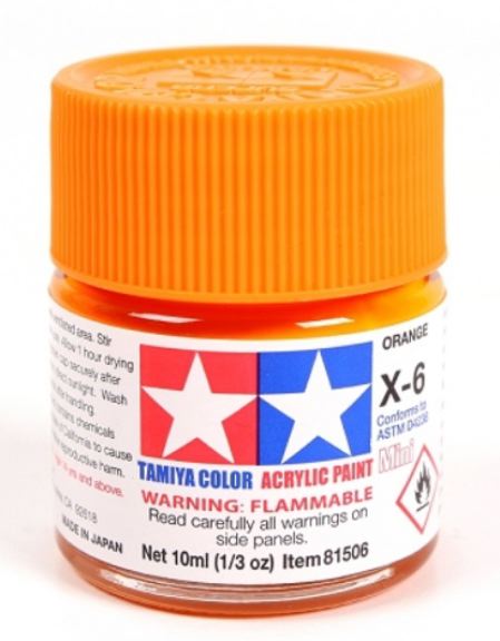 Colore acrilico X-6 Orange 6pz da 10ml lucido - TAM81506