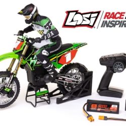 Promoto-MX verde Pro Circuit 1/4 moto cross montata con radio con LiPo - HORLOS06002