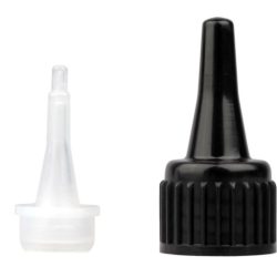 10 beccucci neri 14mm con tappo filetto 18mm  per epoxy e ciano - CND650078