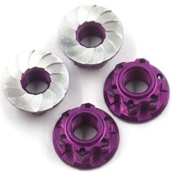 Dadi flangiati da 4mm viola in alluminio 4pz - GPEDYA-0448PP