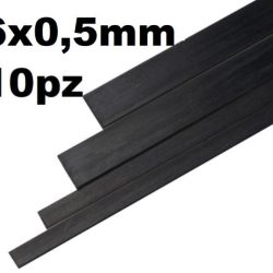 Listelli in carbonio 6x0,5mm 10pz Lunghi 1mt - CND709085