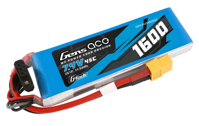 Lipo 1600mAh 7,4V 45C XT60 2S1P Gens Ace G-Tech - GENB45C16002S - immagine 3