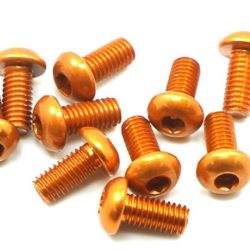 VITI IN ALLUMINIO 3x6 ORANGE TESTA BOMBATA 10pz - GPEDAHP-306OR