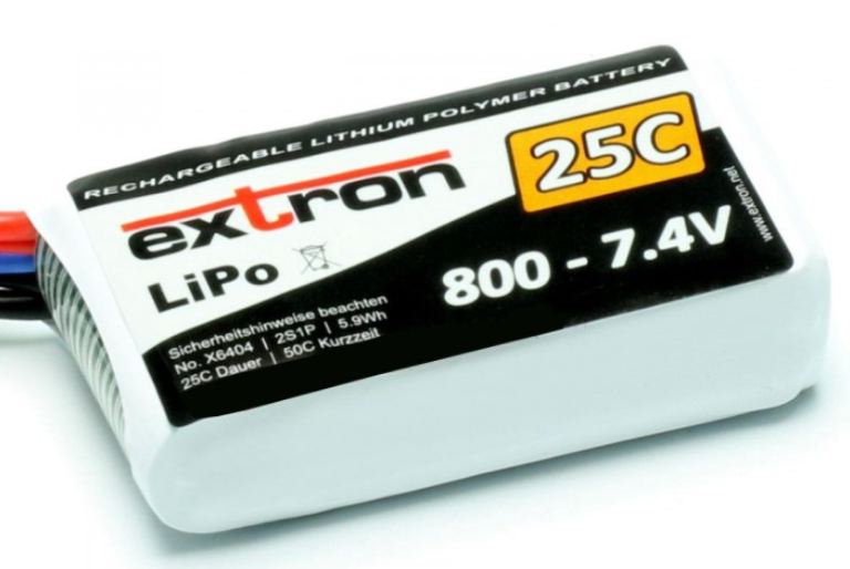 LiPo 2s 7,4v 800mAh Extron X2 connettore BEC 25/50c - PCHX6404