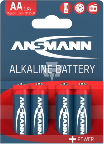 Blister stilo AA Ansmann 4pz alkaline 1,5v 50,5x14,5mm - SAN133252