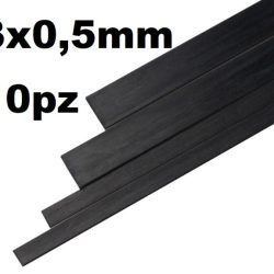 Listelli in carbonio 3x0,5mm 10pz Lunghi 1mt - CND709083