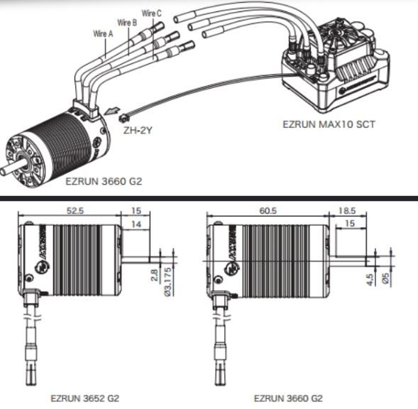 MOTORE EZRUN 3660SL G2 4600kv SHORT COURSE 1/10 ALBERO 5mm - GPED30402652 - immagine 2