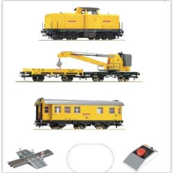 Confezione treno giallo analogico HO completo con passaggio a livello - ROCO5100002
