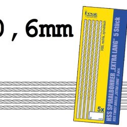 Punte da trapano 0,6mm 5pz lunga 100mm - DONHSSL06