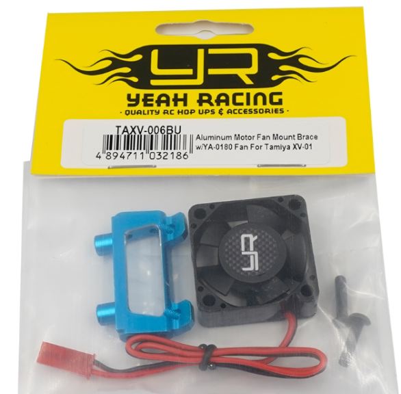 Supporto anteriore in alluminio con ventola blu per Tamiya XV-01 - GPEDTAXV-006B - immagine 3