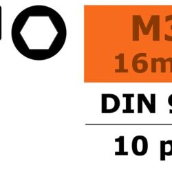 Viti testa a brugola 3x16mm 10pz in acciaio - SUGF-0100-019