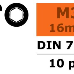 Viti testa tonda a brugola 3x16mm 10pz in acciaio - SUGF-0103-005